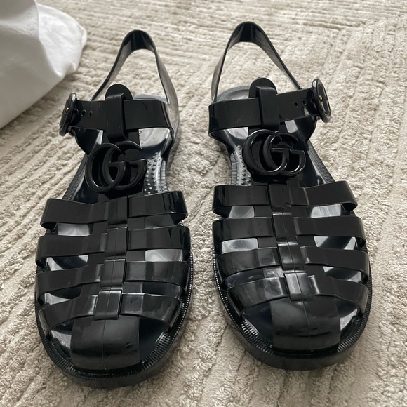Gucci Black Jelly Sandals - Size 39 - Picture 2 of 9